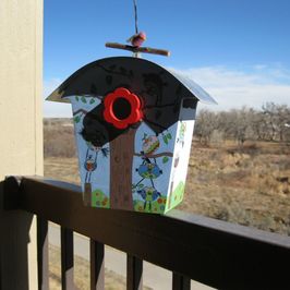 cute bird house - unique nature art