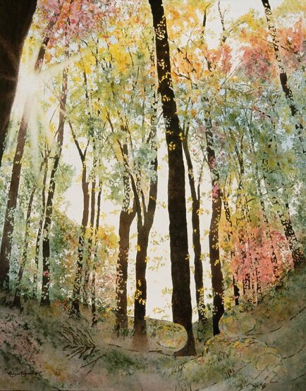 Unique nature art by studio d'une. Beautiful forest in autumn & care for the earth.